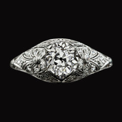 Vintage Style Round Old Miner Diamond Ring Milgrain Shank 2.25 Carats