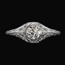 Vintage Style Solitaire Ring Old Mine Cut Natural Earth Mined Diamond 1.50 Carats Filigree