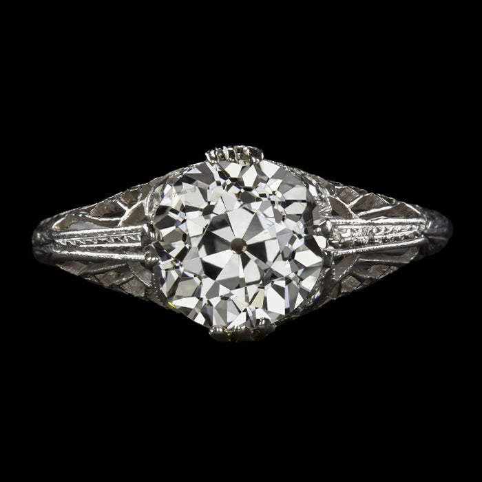 Vintage Style Solitaire Round Old Mine Cut Diamond Ring