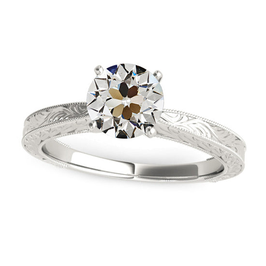  Princess Cut Style Solitaire Round Old Miner Diamond Ring