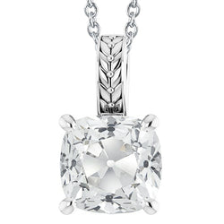 Vintage Style Solitaire Slide Natural Earth Mined Diamond Pendant Cushion Old Cut 5 Carats