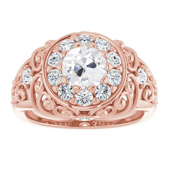 Vintage Style Wedding Ring Old Mine Cut Diamond 