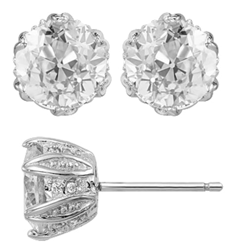 natural round diamond 6.50ct earring front view