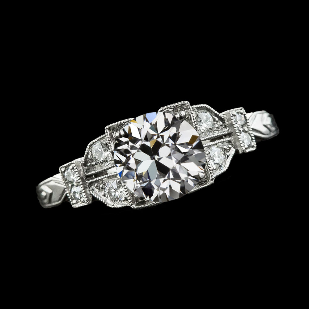 Vintage Style Round Old Mine Cut Diamond Ring