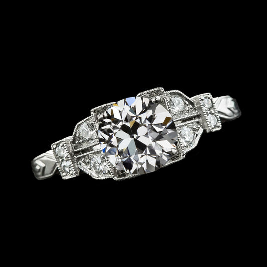 Vintage Style Round Old Mine Cut Diamond Ring