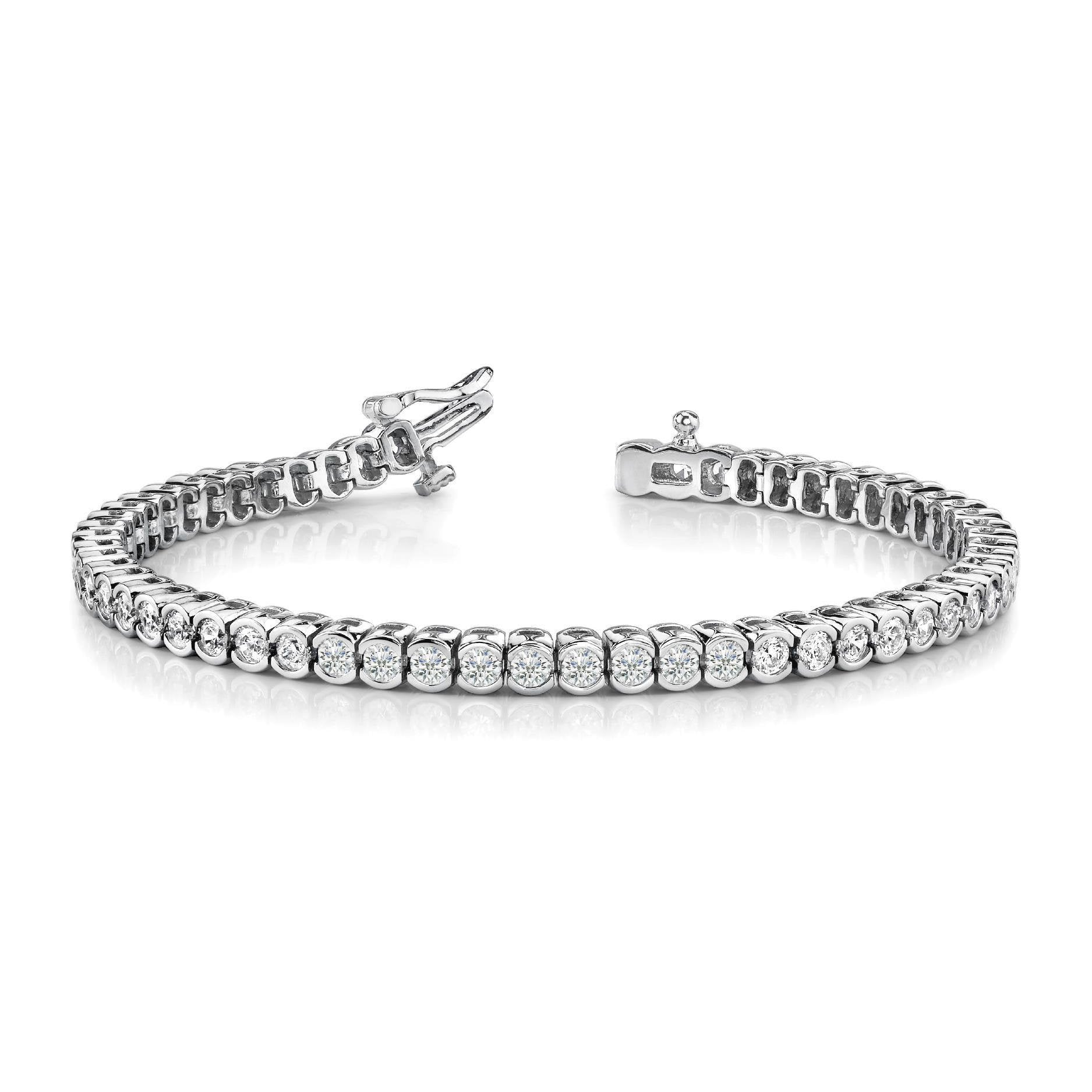 WG 10K Sparkling Half Bezel Set 4.50 Carats Lab Grown Diamonds Tennis Bracelet