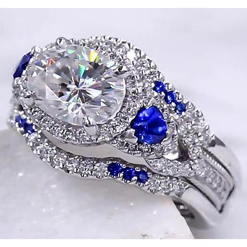 Products Wedding Band Set Diamond Blue Sapphire 5 Carats Women Jewelry