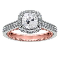 Wedding Halo Ring Round Old Mine Cut Natural Earth Mined Diamonds 3.75 Carats Gold Jewelry