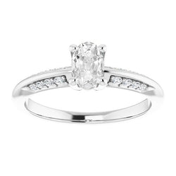 Real  Wedding Oval Old Mine Cut Diamond Ring Prong Set Jewelry 3.65 Carats