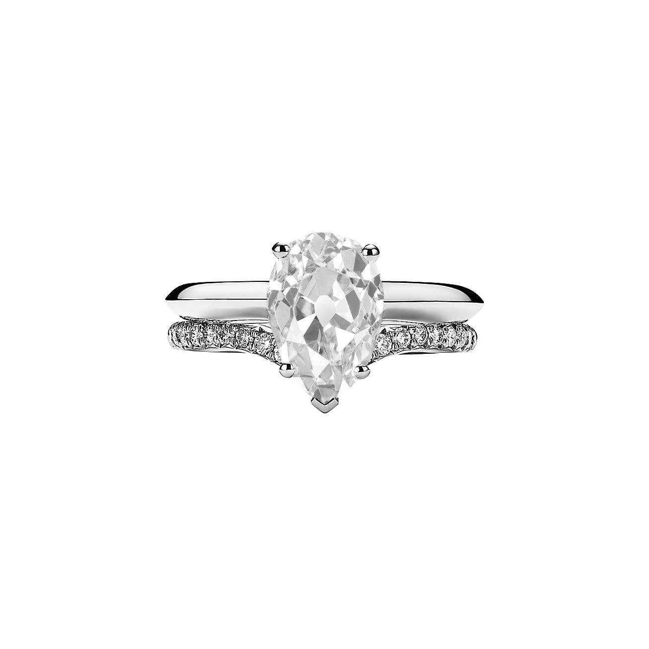 Wedding Ring Enhancer Band Set Pear Old Miner Diamond 