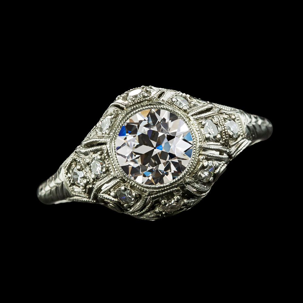 Bezel Set Old Cut Round Diamond Wedding Ring Antique Style Jewelry 3.25 Carats