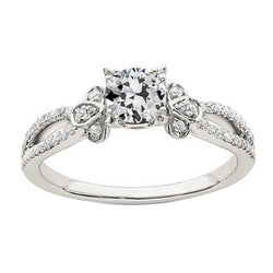 Wedding Ring Old Mine Cut Real Natural Earth Mined Diamond Gold Split Shank 3.50 Carats