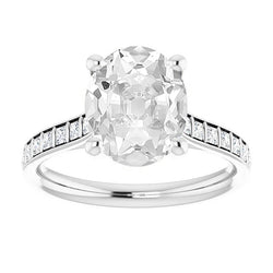 Wedding Ring Princess & Oval Old Mine Cut Diamond Bar Set 8.50 Carats