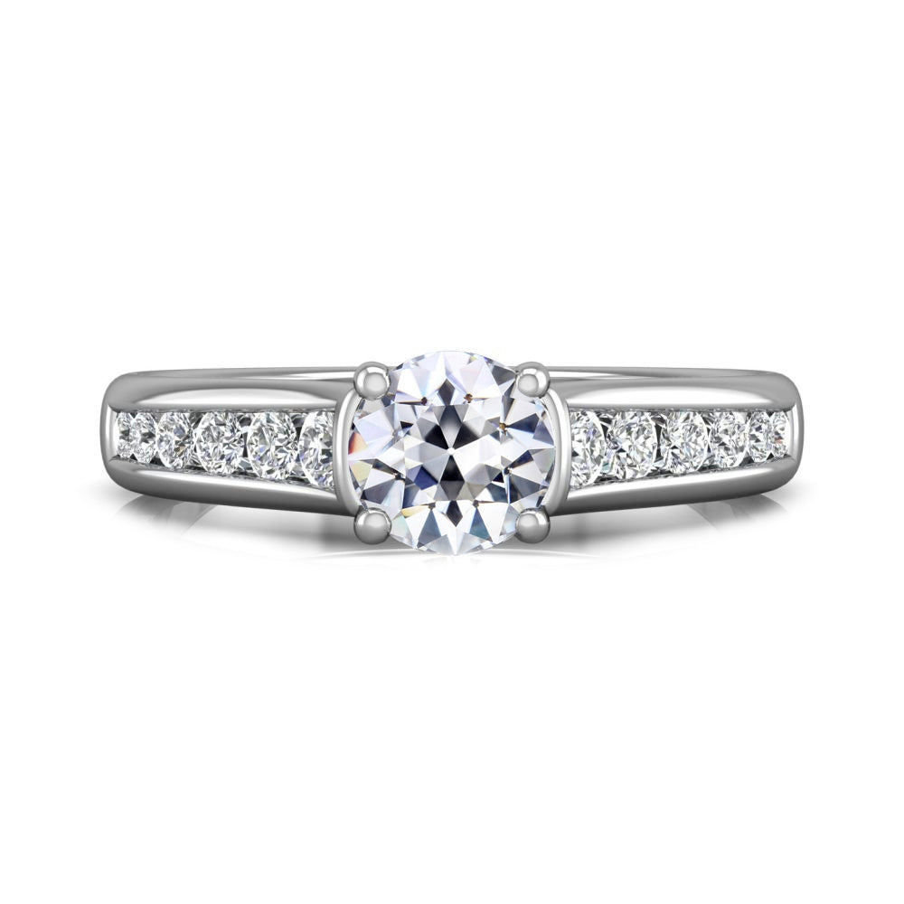 Wedding Ring Round Old Cut Diamond Channel Set