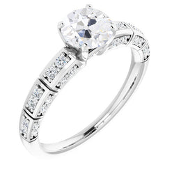 Real  Wedding Ring Round Old Mine Cut Diamond 4 Carats Gold Ladies Jewelry