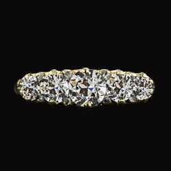 Genuine   Wedding Ring Round Old Mine Cut Diamond 5 Stone Gold 5.50 Carats
