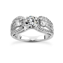 Real  Wedding Ring Round Old Mine Cut Diamond Double Split Shank 5.50 Carats