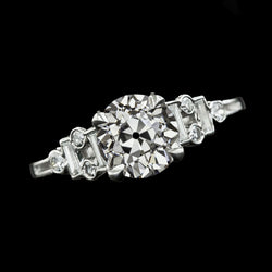 Wedding Ring Round Old Miner Real Natural Earth Mined Diamond With Baguettes 3.50 Carats