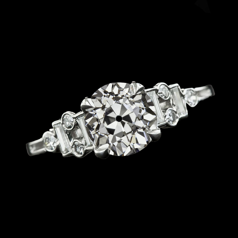 Wedding Ring Round Old Miner Diamond