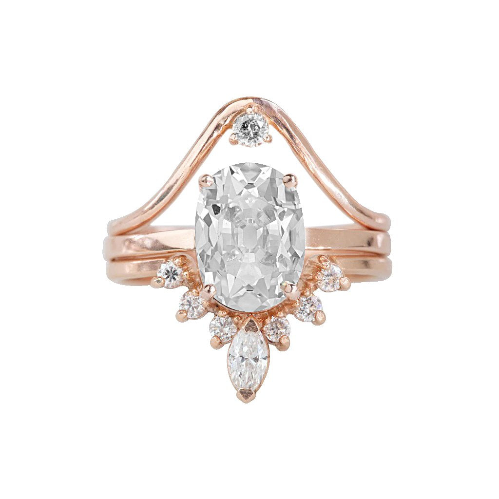 Wedding Ring Set Oval Old Miner golden Diamond Ring