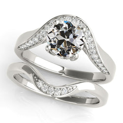 Wedding Ring Set Round Old Miner Real Natural Earth Mined Diamond 4 Carats Jewelry