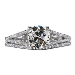 Wedding Ring Set Round Old Miner Real Natural Earth Mined Diamond Split Shank 5 Carats