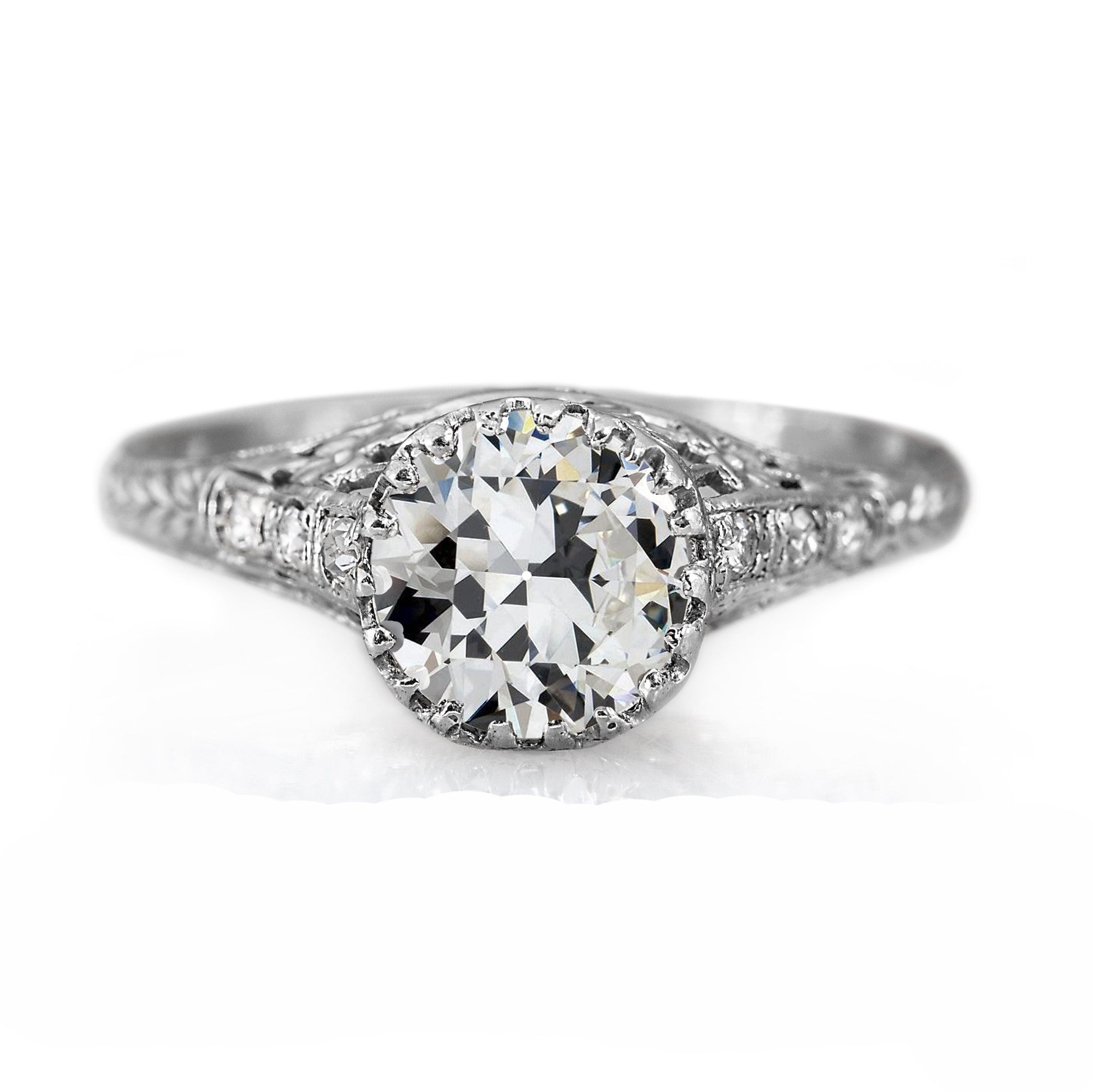 Wedding Ring With Accents Old Miner Cut Diamond Gold Jewelry