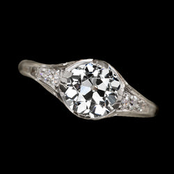 Wedding Ring With Accents Round Old European Diamond 2 Carats