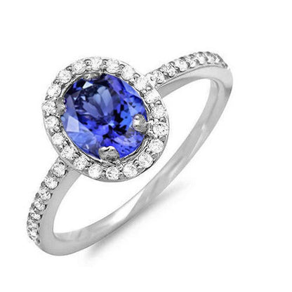 White Gold  Lady’s Brilliant  Tanzanite And Diamonds Wedding Ring New