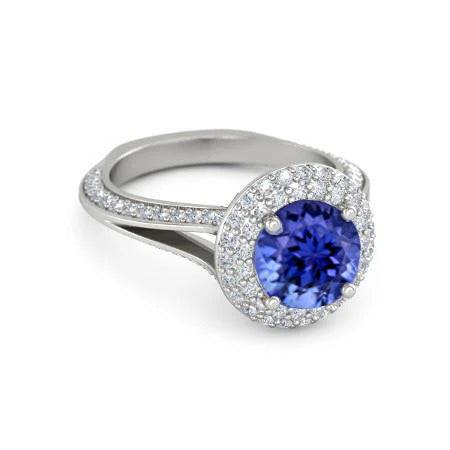  Tanzanite With Diamonds   Princess Cut High Quality Unique Gemstone Ring White Gold Diamond