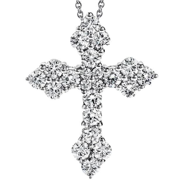 White Gold 14K 3.80 Ct. Brilliant Cut Natural Earth Mined Diamonds Cross Pendant Necklace