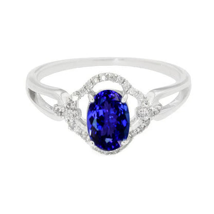 Unique Lady’s White Gold  Tanzanite With Diamonds Ring  