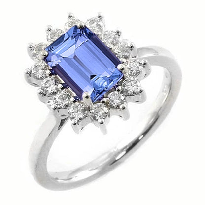White Gold Tanzanite And Diamonds Ring New  Styloish 