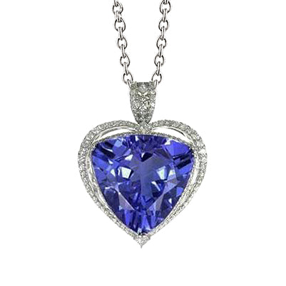 White Gold 14K Blue Tanzanite With Natural Earth Mined Diamonds 21.50 Ct Pendant New
