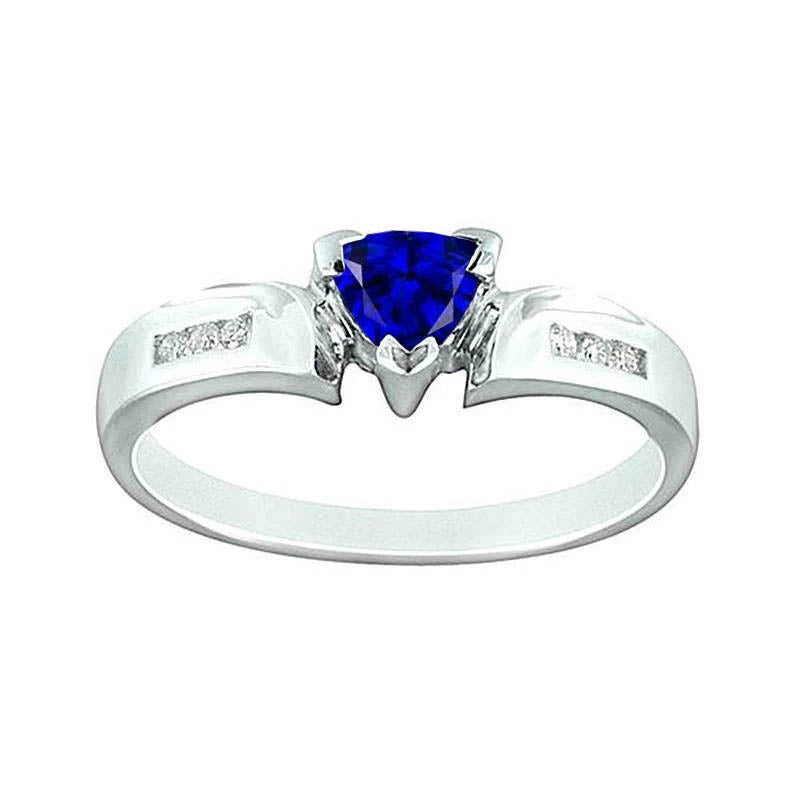 White Gold 14K Ceylon Sapphire 1.20 Carats Natural Earth Mined Diamonds Anniversary Ring