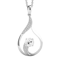 White Gold 14K Natural Earth Mined Diamond Pendant Double Prong Set Round Old Cut 2 Carats