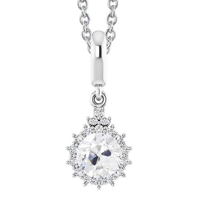 natural round diamond 3ct pendant front view