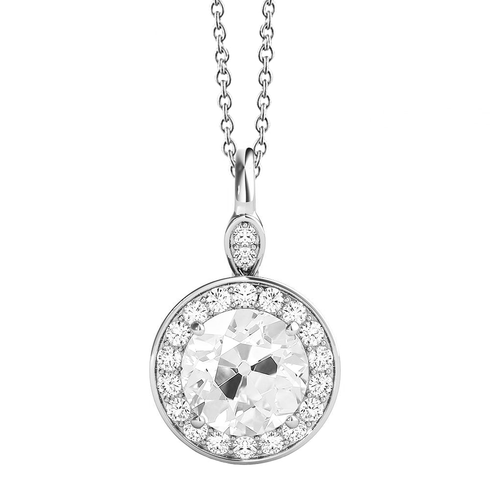 Diamond Pendant Halo Round Old Cut
