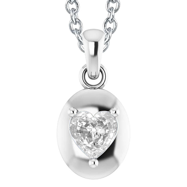 White Gold 14K Diamond Pendant Heart Old Miner