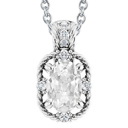White Gold 14K Natural Earth Mined Diamond Pendant Oval Old Miner 6 Carats Slide Necklace