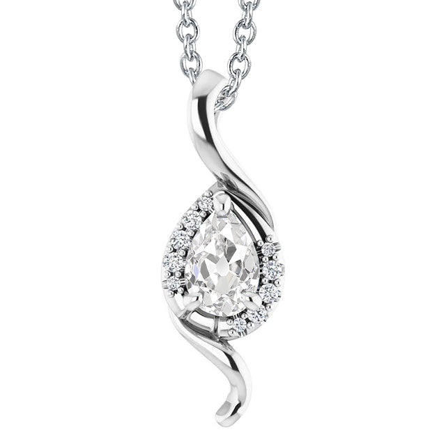 White Gold Diamond Pendant Old Miner Cut