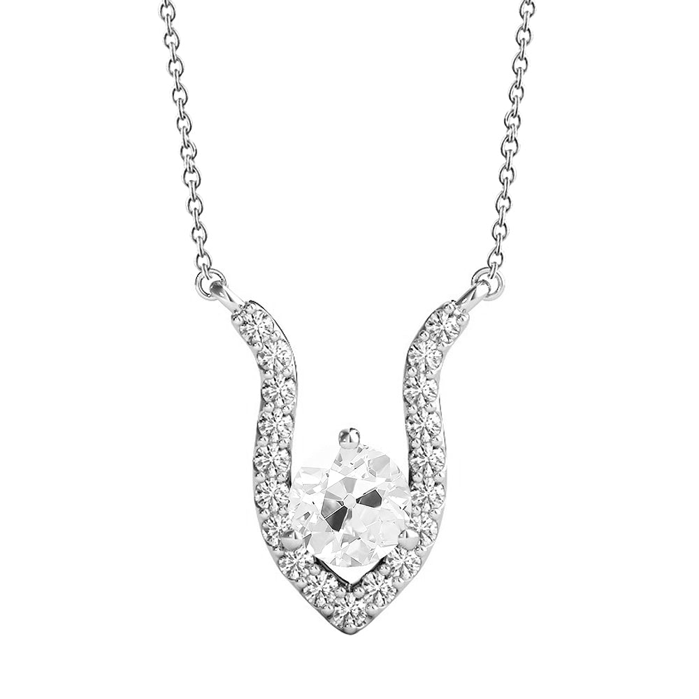 Diamond Pendant Round Old Miner V Shape