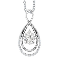White Gold 14K Real Natural Earth Mined Diamond Pendant Round & Pear Old Mine Cut 2.50 Carats
