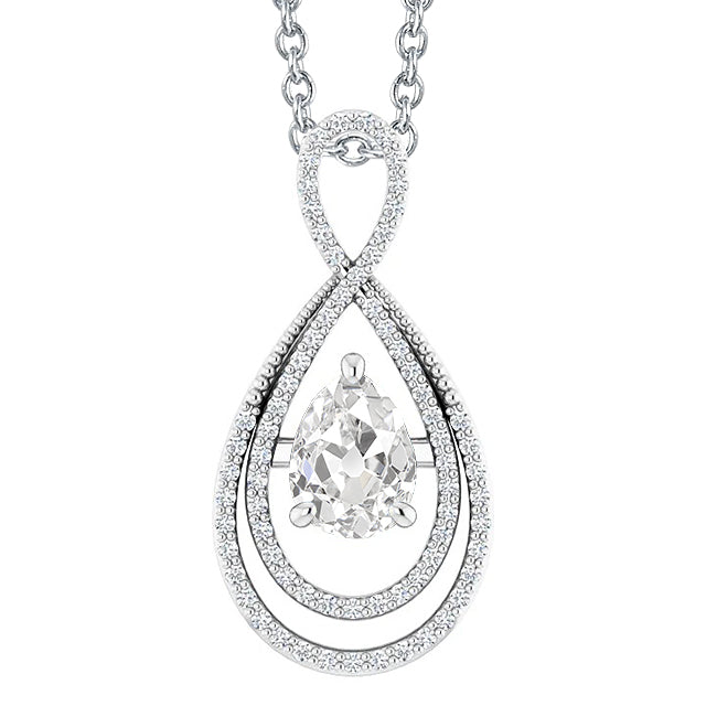 White Gold Diamond Pendant Old Miner Cut