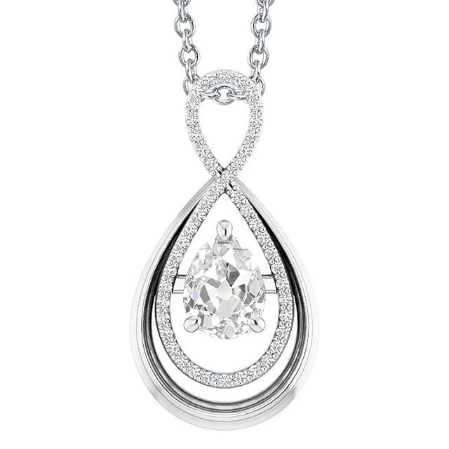Diamond Pendant Round & Pear Old Mine Cut