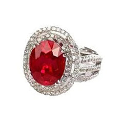 Natural Ruby With Diamonds 4.5 Carats Wedding Ring White Gold 14K
