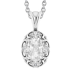 White Gold 14K Old Mine Cut Oval Natural Earth Mined Diamond Pendant 4.50 Carats