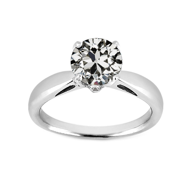 natural round diamond 2ct ring front view