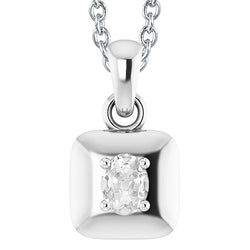 White Gold 14K Oval Old Miner Genuine Natural Earth Mined Diamond Pendant Prong Set 2 Carats