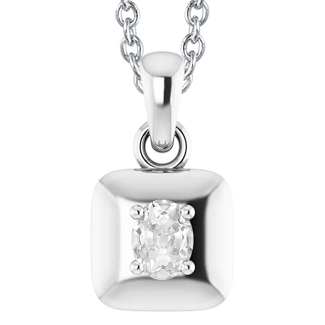 White Gold Old Miner Diamond Pendant Prong Set